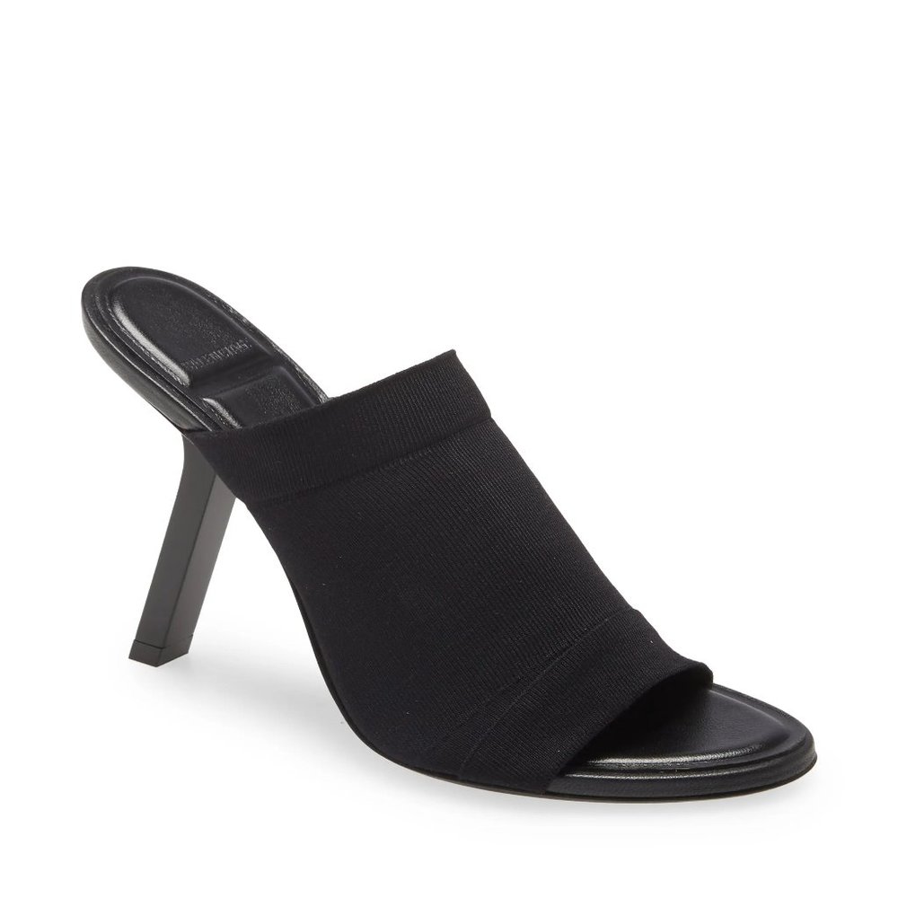 Balenciaga Black Stretch Tight Sandals Heels Mules 7 37 New